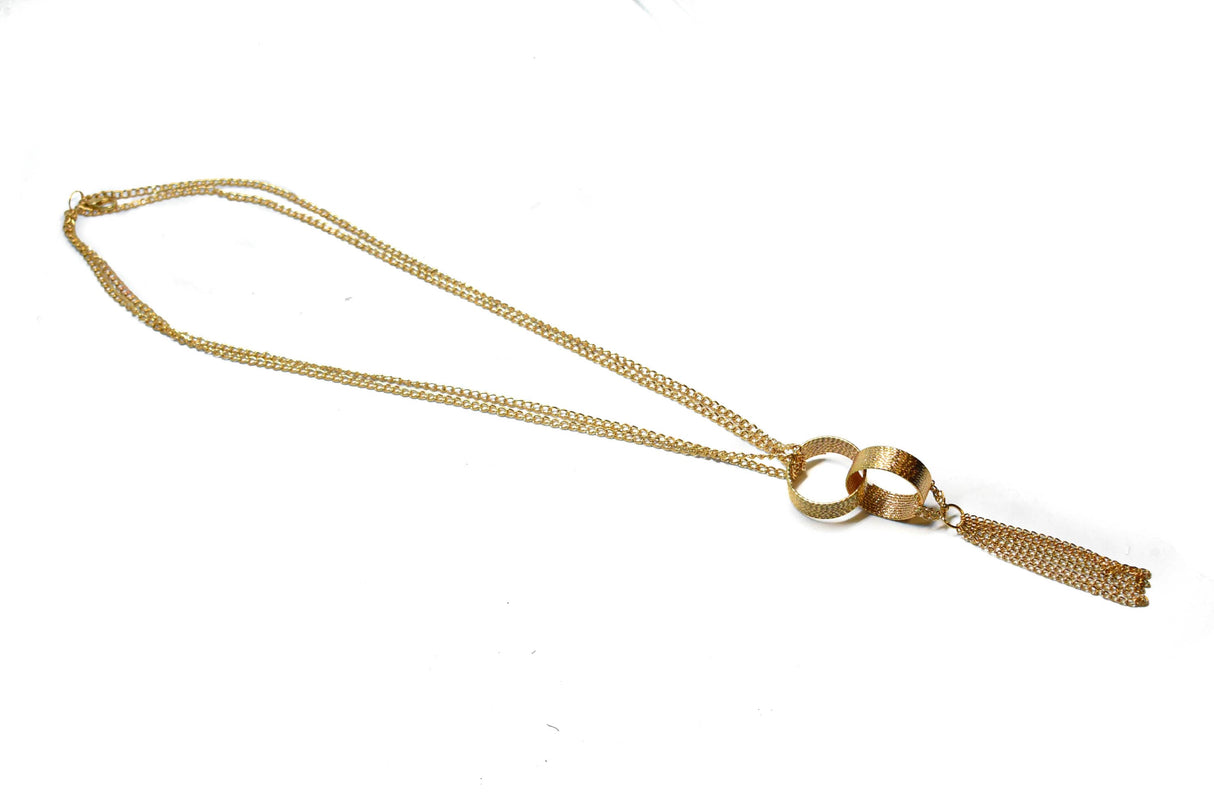 Gold Necklace Dangling Chain Rings