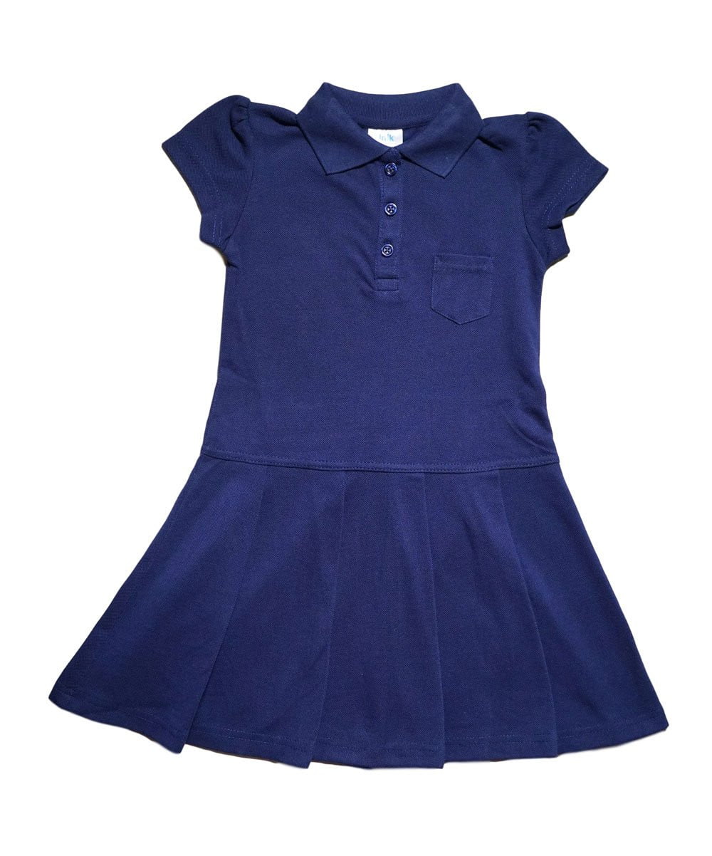 Girl Classic Polo Shirt Dress Cotton Pique Fabric - Ruffle, Girls Uniform, White (4/5, 6, 8, 10)