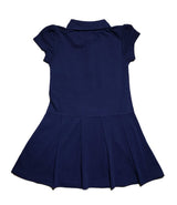 Girl Classic Polo Shirt Dress Cotton Pique Fabric - Ruffle, Girls Uniform, White (4/5, 6, 8, 10)