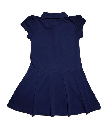 Girl Classic Polo Shirt Dress Cotton Pique Fabric - Ruffle, Girls Uniform, White (4/5, 6, 8, 10)