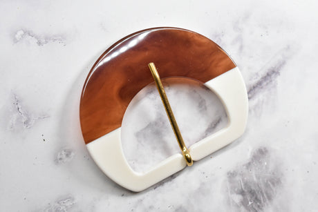 Belt Buckle White Blonde Tortoise 3.50"