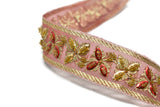 Sequins Beaded Floral Trim Red 1.25 Inch
