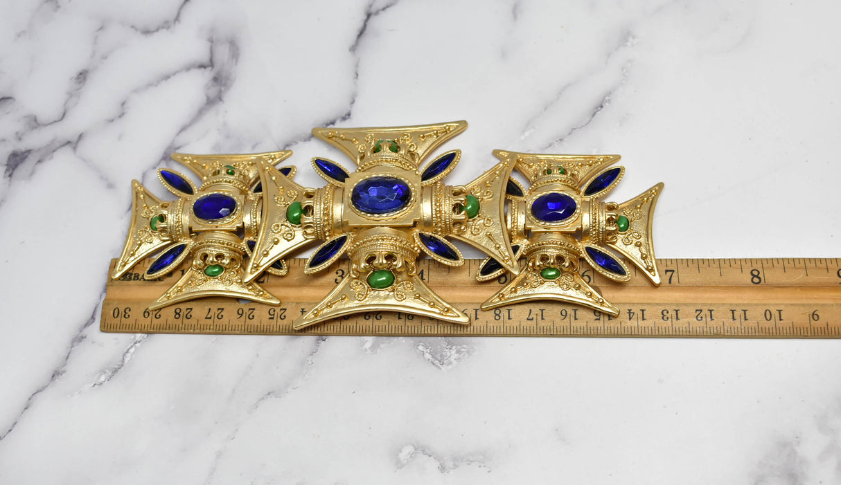 Gold Gemstone Foldable Buckle 6.75 x 3 in