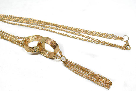 Gold Necklace Dangling Chain Rings