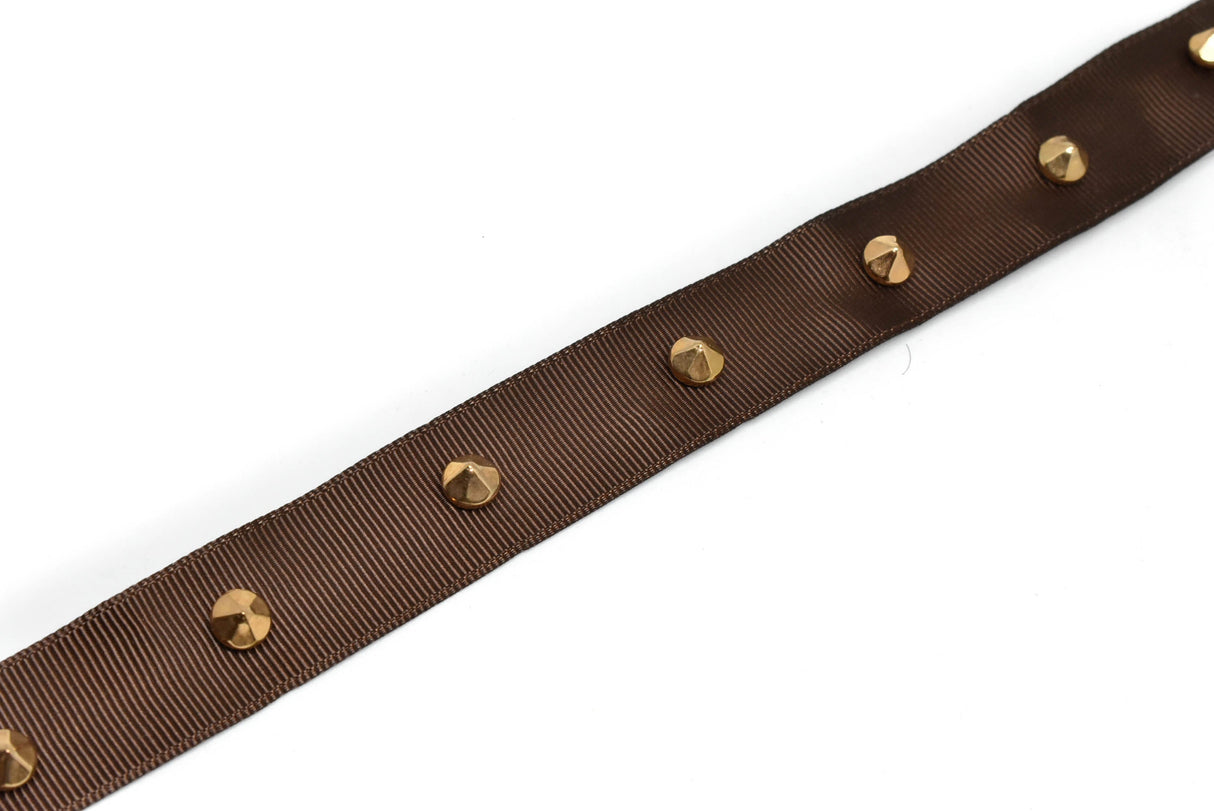 Studded Grosgrain Ribbon Black Gold 0.90"