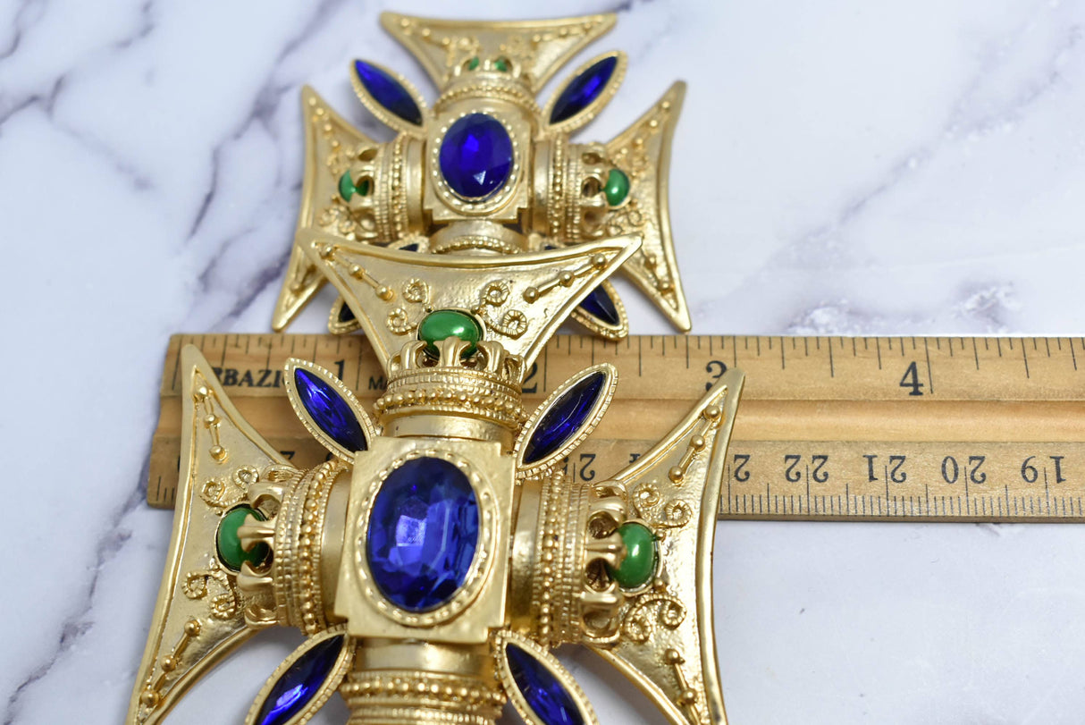 Gold Gemstone Foldable Buckle 6.75 x 3 in
