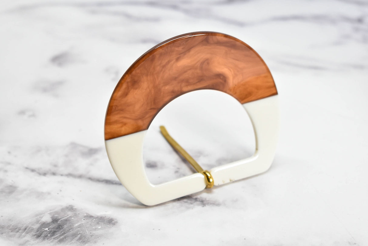 Belt Buckle White Blonde Tortoise 3.50"