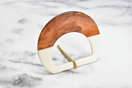 Belt Buckle White Blonde Tortoise 3.50"