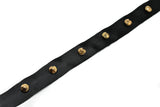 Studded Grosgrain Ribbon Black Gold 0.90"