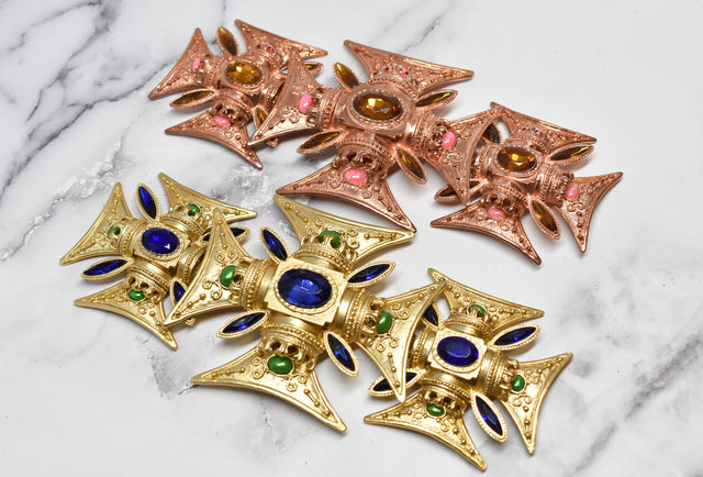Gold Gemstone Foldable Buckle 6.75 x 3 in