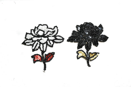 Sequins Flower Applique Iron-On Blue Red