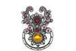 Floral Buckle Connector Silver Metal Beaded 4.90 x 3.63