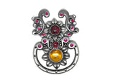 Floral Buckle Connector Silver Metal Beaded 4.90 x 3.63