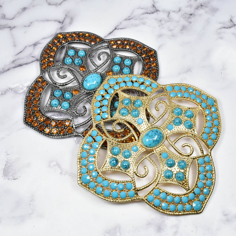Rhinestone Turquoise Metal Buckle