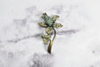 Rhinestone Flower Brooch Green Blue 1.50 x 2.50