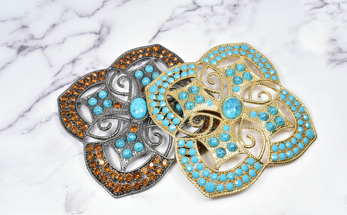 Rhinestone Turquoise Metal Buckle