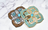 Rhinestone Turquoise Metal Buckle
