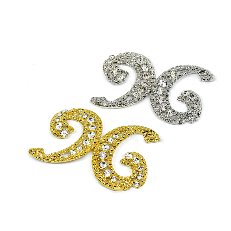 Rhinestone Connector Letter H 3" x 2"