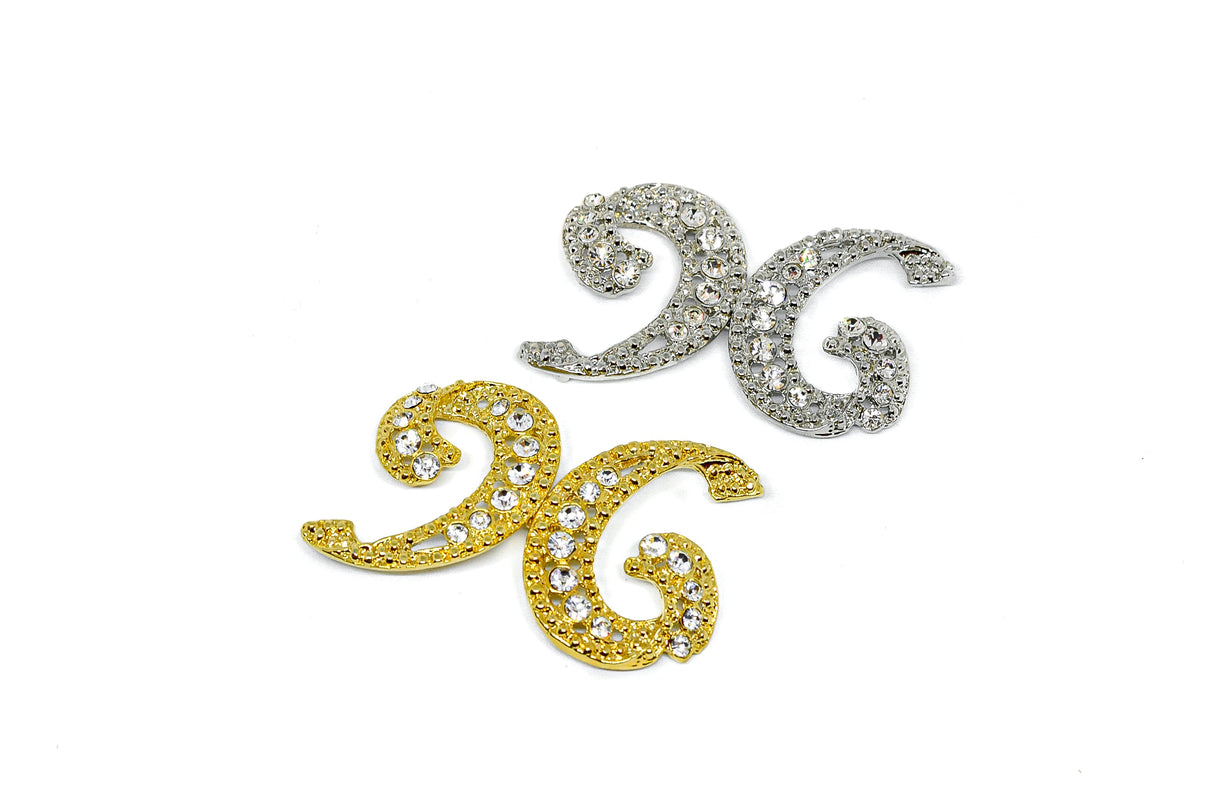 Rhinestone Connector Letter H 3" x 2"