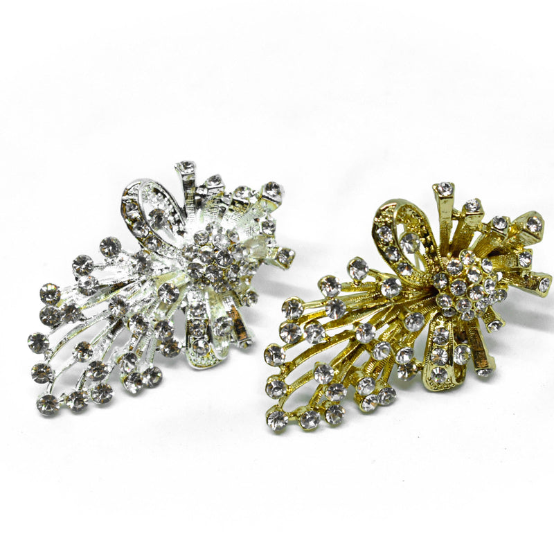 Rhinestone Crystal Brooch Vintage Style 2.75 x 1.75