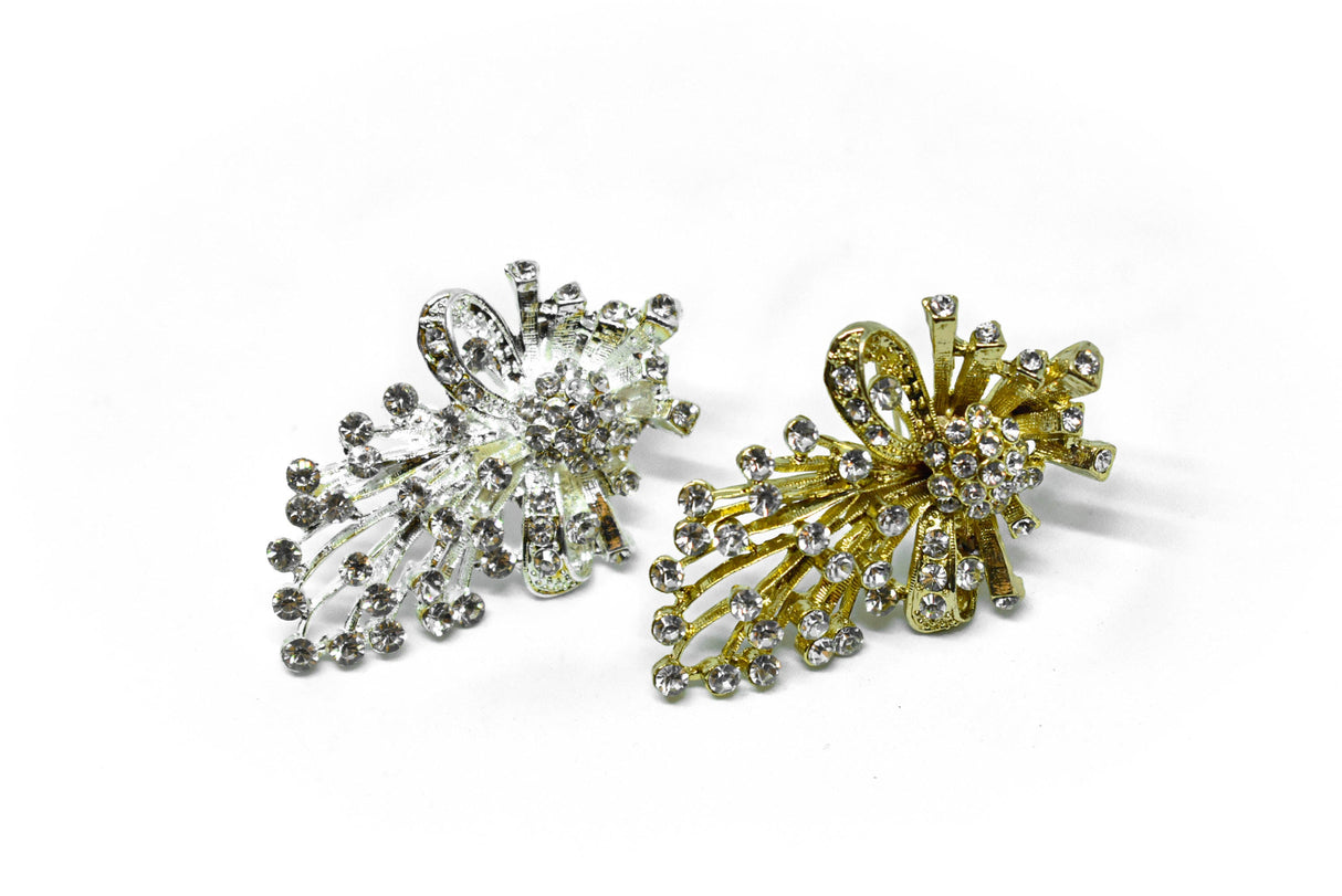 Rhinestone Crystal Brooch Vintage Style 2.75 x 1.75
