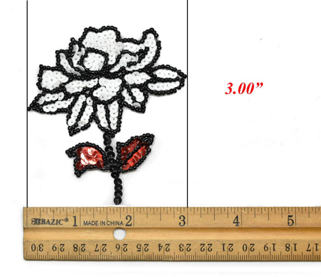 Sequins Flower Applique Iron-On Blue Red