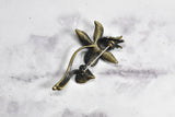 Rhinestone Flower Brooch Green Blue 1.50 x 2.50