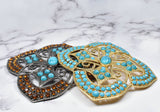Rhinestone Turquoise Metal Buckle