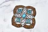 Rhinestone Turquoise Metal Buckle
