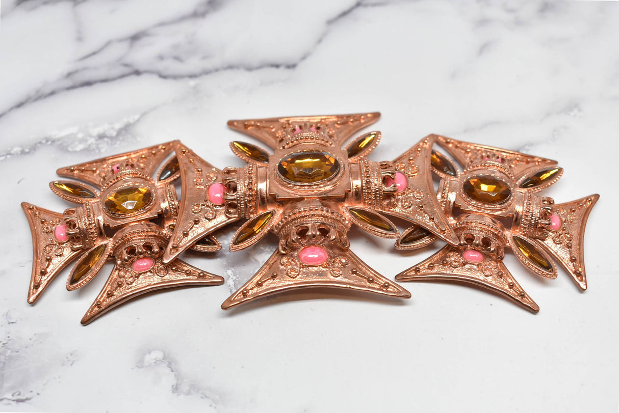 Gold Gemstone Foldable Buckle 6.75 x 3 in