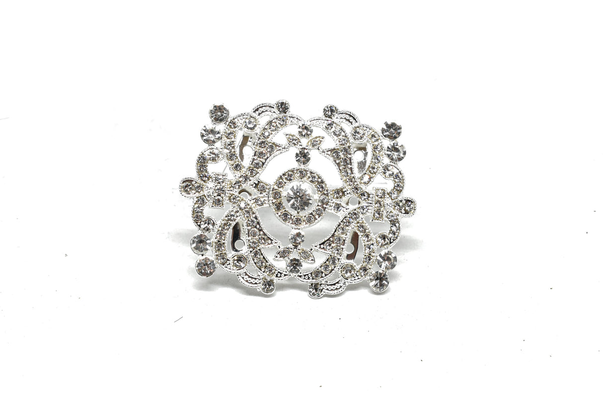Crystal Rhinestone Brooch 3" x 2.50"
