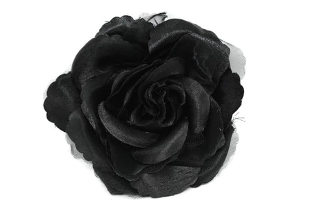 Flower Applique Black Organza 3.25 Inch