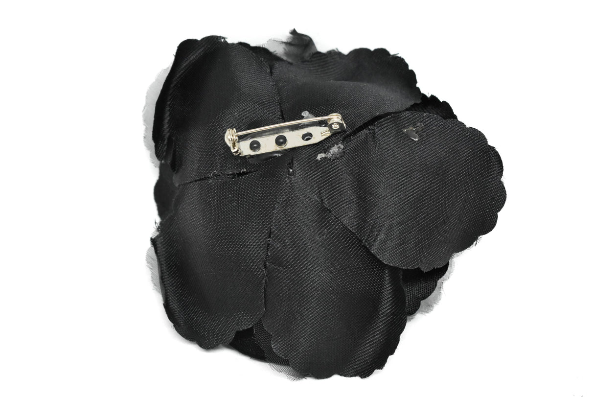 Flower Applique Black Organza 3.25 Inch