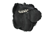 Flower Applique Black Organza 3.25 Inch