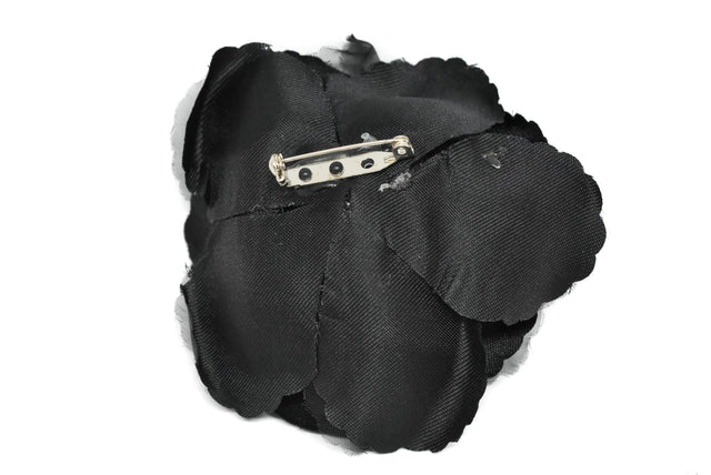 Flower Applique Black Organza 3.25 Inch