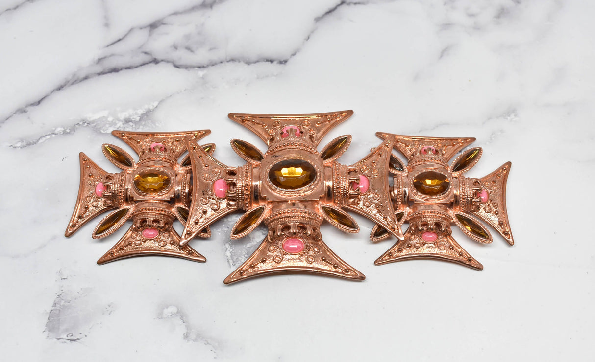 Gold Gemstone Foldable Buckle 6.75 x 3 in