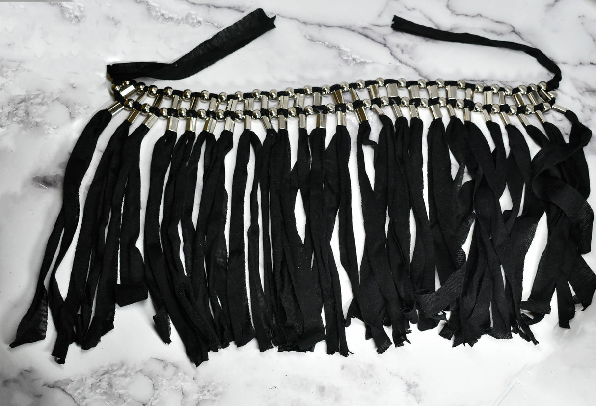Fringe Trim Metallic Silver Beads