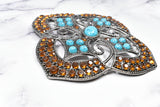 Rhinestone Turquoise Metal Buckle