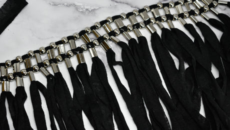 Fringe Trim Metallic Silver Beads
