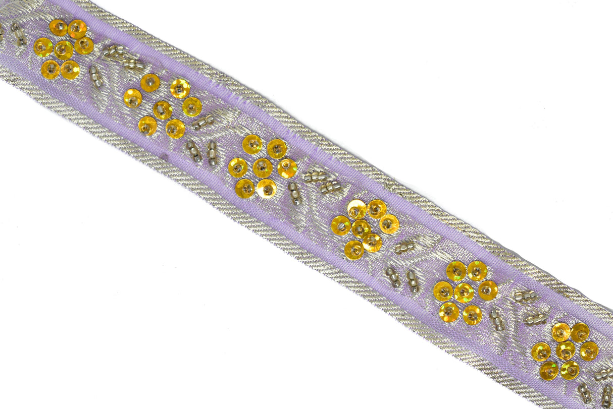 Sequins Beaded Floral Trim 1.25"