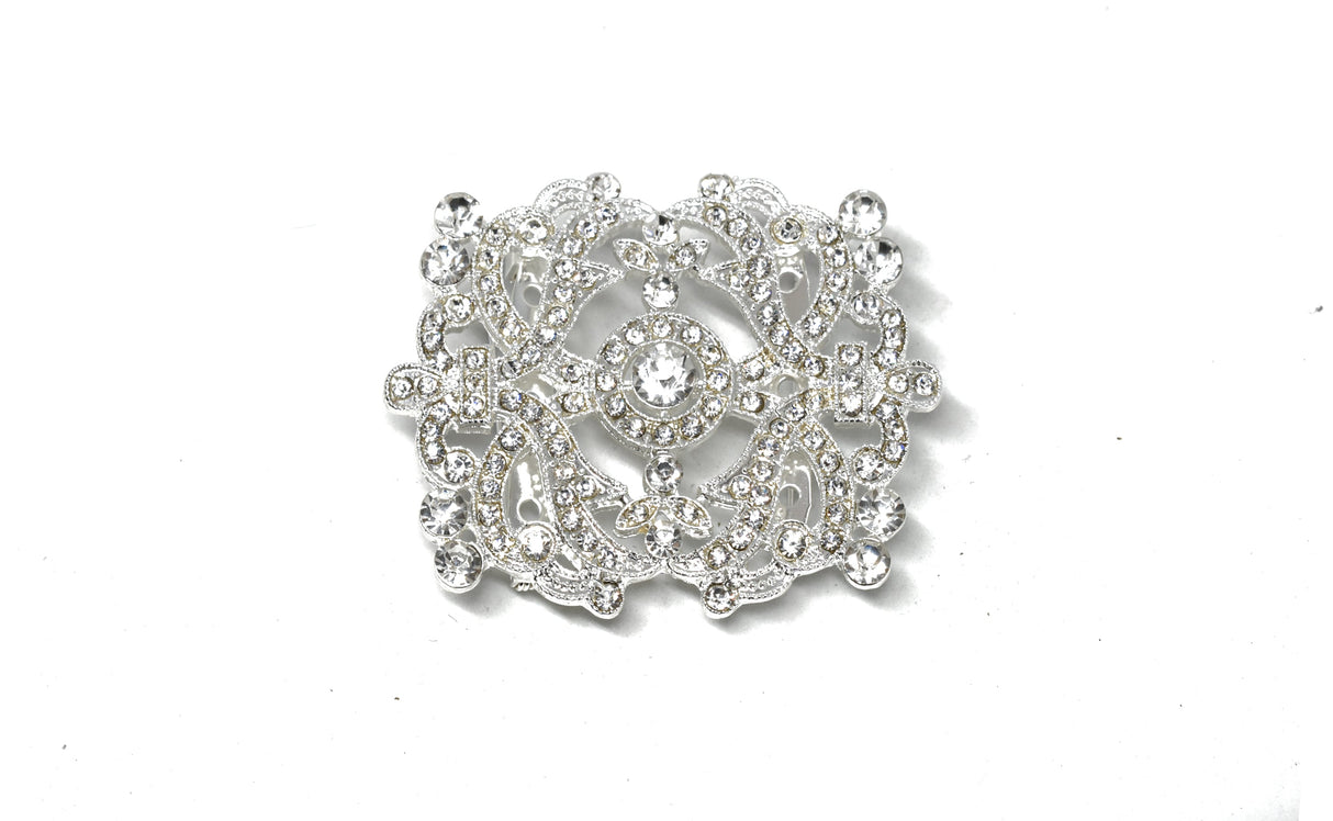 Crystal Rhinestone Brooch 3" x 2.50"