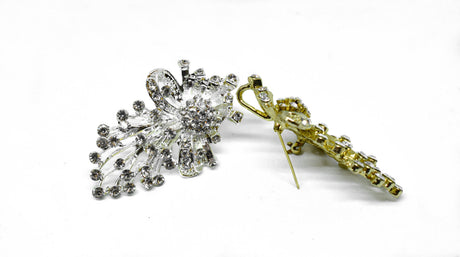 Rhinestone Crystal Brooch Vintage Style 2.75 x 1.75