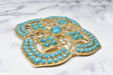 Rhinestone Turquoise Metal Buckle