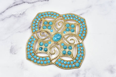 Rhinestone Turquoise Metal Buckle