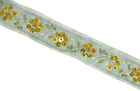 Sequins Beaded Floral Trim 1.25"