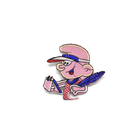 Embroidered Iron-On Smurf Patch Pink 2.50 x 2.13