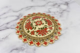 Floral Buckle Vintage Gold Red 4 7/8