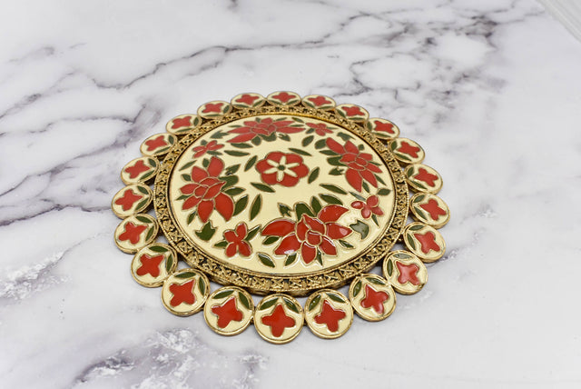Floral Buckle Vintage Gold Red 4 7/8