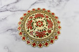 Floral Buckle Vintage Gold Red 4 7/8
