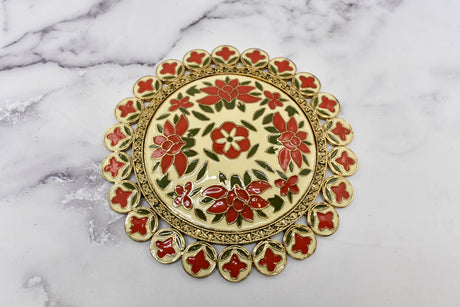 Floral Buckle Vintage Gold Red 4 7/8